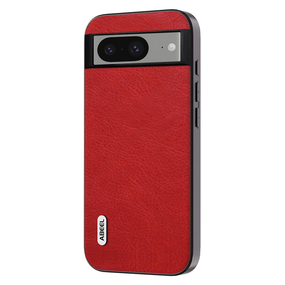 

ABEEL For Google Pixel 8 Retro Litchi Texture Phone Case PU Leather Coated TPU+PC Back Cover Red