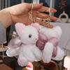 PP Cotton Bow Cat Plush Keychain Soft Stuffed Doll Keychain Kitty Keyring Doll  Backpack Decor