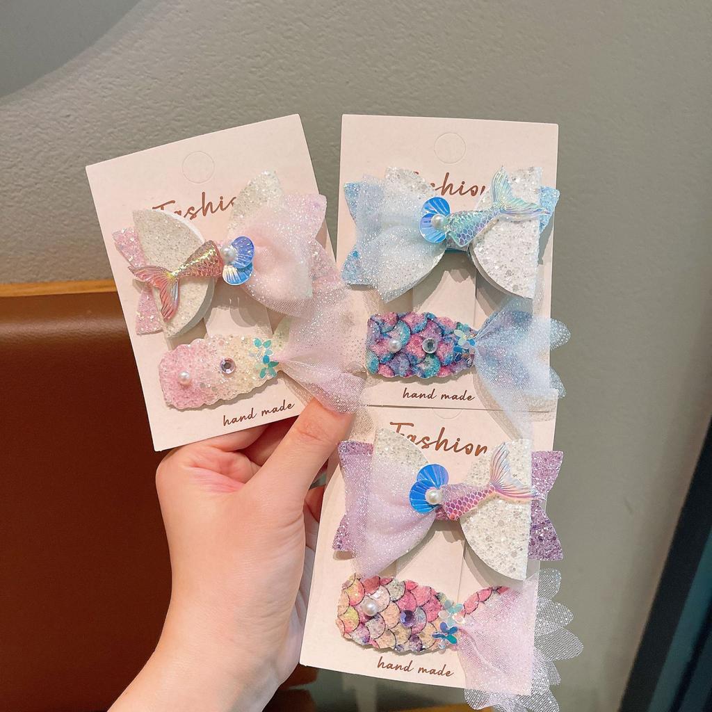 Mermaid Princess Children'S Hairpin Mesh Fishtail Baby Hairpin Sweet Girl Bangs Clipped Hairpin Girls Hair Accessories