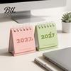 Calendar Mini Desk 2027, Jan. 2027 to Dec. Standing Flip Small Vertical Desktop Calendar, 12 Monthly Planner with Twin-Wire Binding for Home
