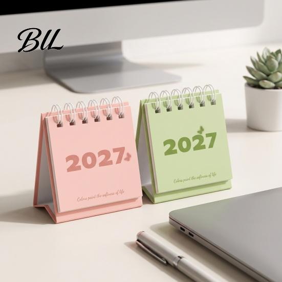 Calendar Mini Desk 2027, Jan. 2027 to Dec. Standing Flip Small Vertical Desktop Calendar, 12 Monthly Planner with Twin-Wire Binding for Home