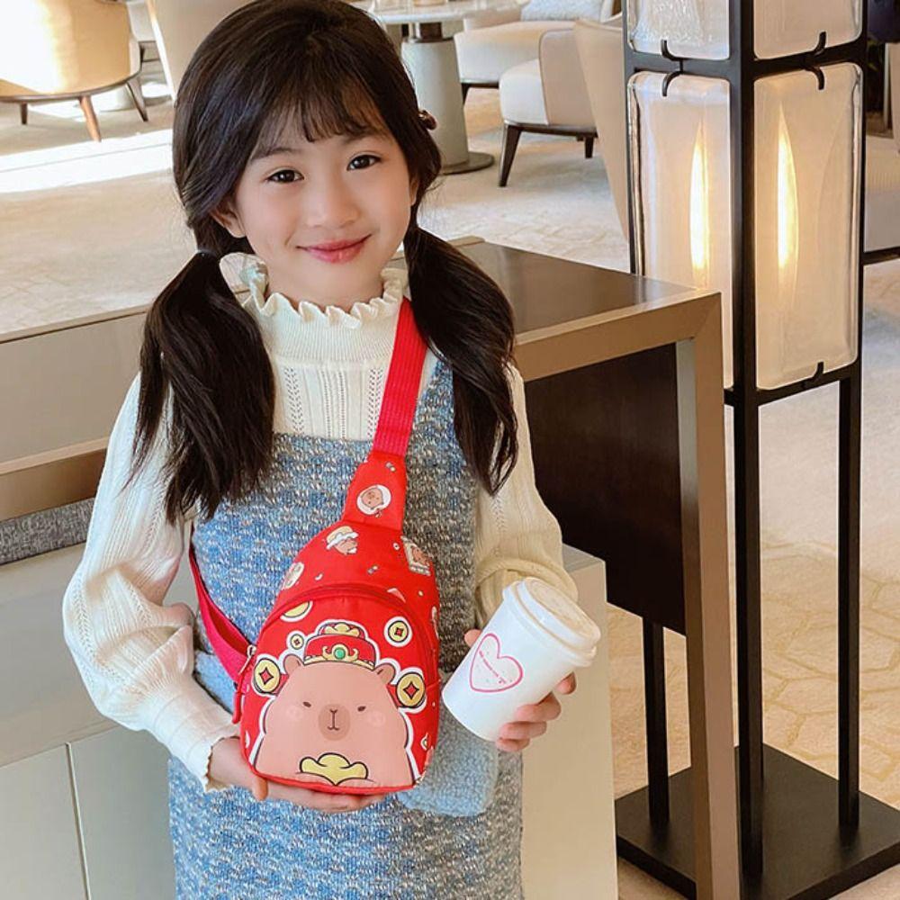 Portable Capybara Chest Bag Large Capcity Kids Crossbody Bag Cartoon Cartoon Shoulder Bag  Children