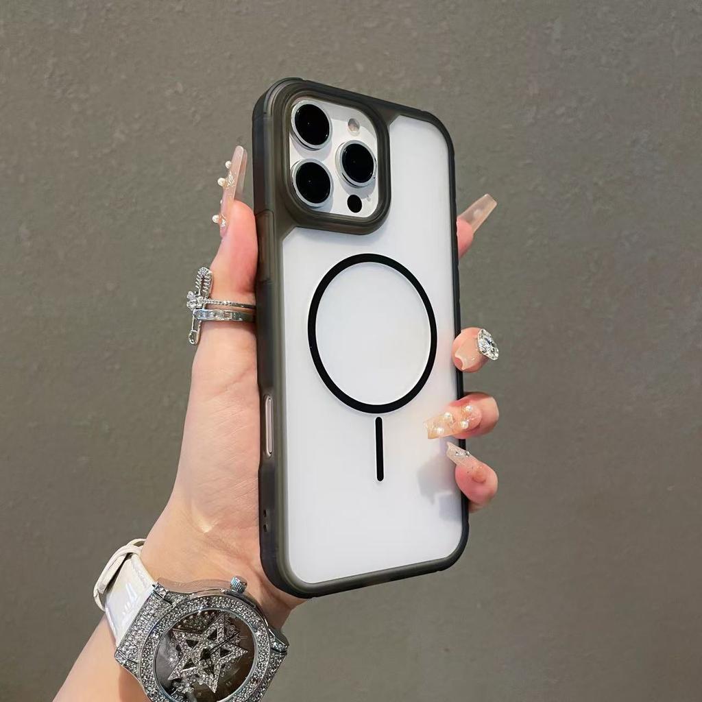 Luxury matte clear shockproof protective cover for iPhone 16 15 14 13 12 11 Pro Max Plus Magsafe magnetic wireless charging case