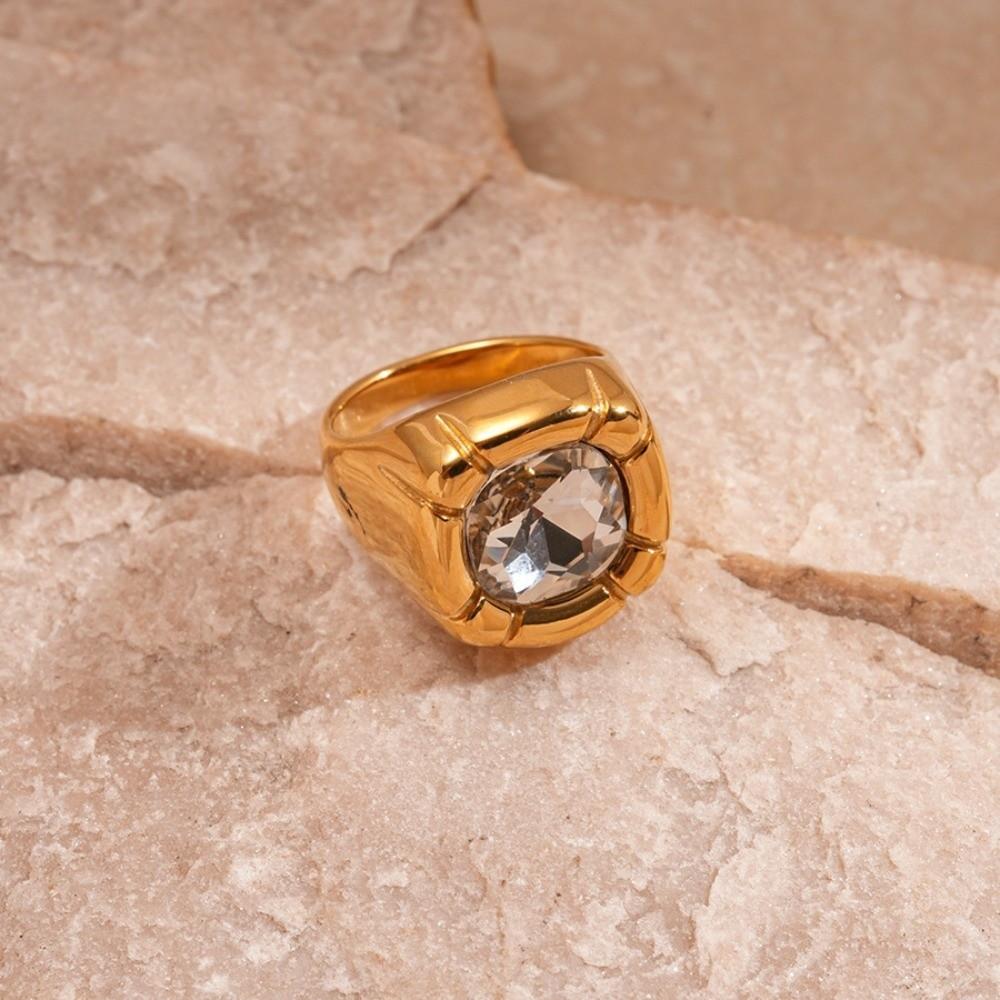 Zircon Square Crystal Ring Banquet Style Exaggerated Ring Unique Square Zircon Rings  Couple