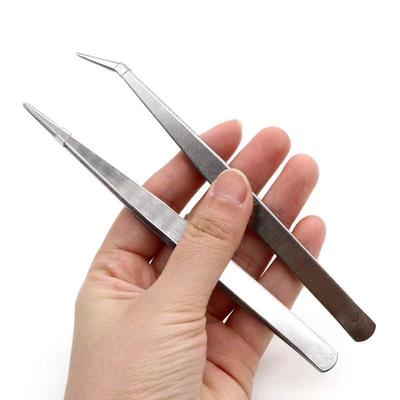 Stainless Steel Thick Elbow Tweezers for Eyelash, Nest, Hair, Gardening, and Telecom Repair