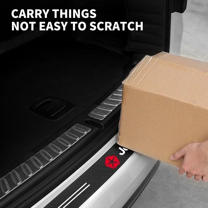 Car Trunk Sticker Rear Bumper Protector Carbon Fiber Texture Decor for Jeep Cherokee Patriot Liberty Wrangler JK JL Commander AKY1