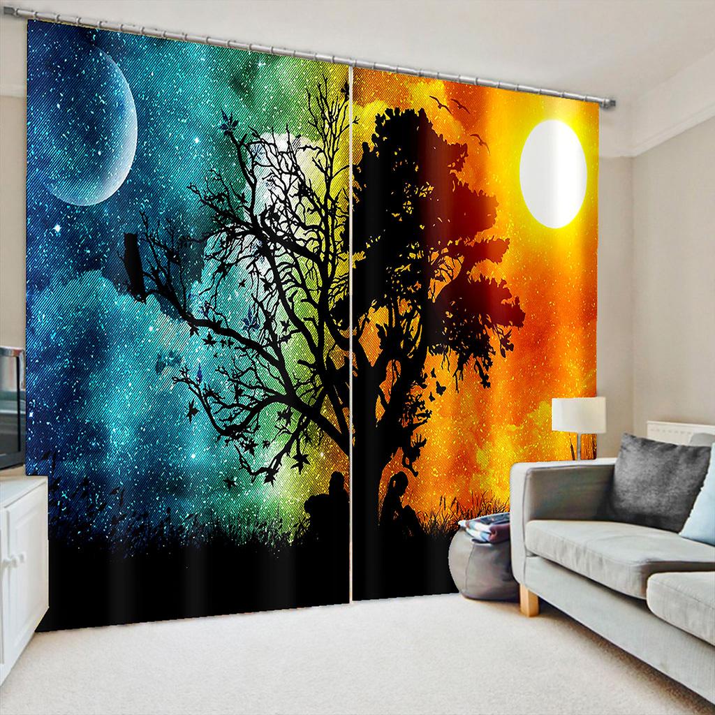 2024 Nature Seaside Scenery 3D Landscape Modern Thin Cloud Window Curtains for Living Room Bedroom Decor 2 Pieces Free Shipping