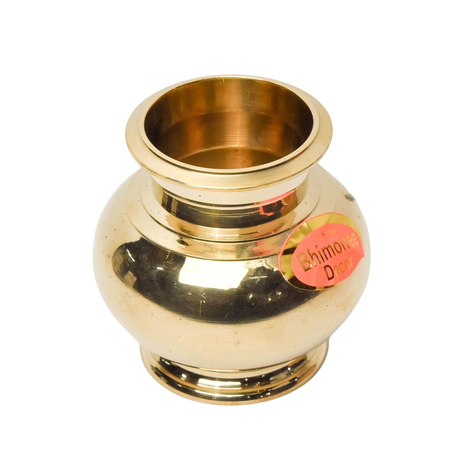 Bhimonee Decor | Pure Brass Matka Design Lota | Traditional Lutiya Kalash for Pooja & Rituals |