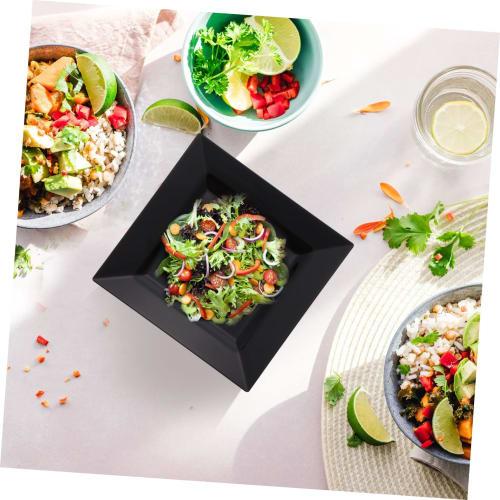 SEWOART Plastic Disposable Plates, 10-Pack, Black, for Camping, BBQs, Food Serving, Individual Trays, Dinner Parties, and Home Use (Styles Unspecified