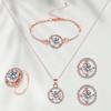 4PCS Sparkling Full Crystal Rhinestone Jewelry Set Earrings Necklace Bracelet Ring for Women Silver Plated Bridal Banquet Accessories