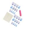 24 Pieces Acrylic Press On Nails Blue 3D Texture Design False Nail Starfish Summer Nail Set Full Cover Stick On Nail
