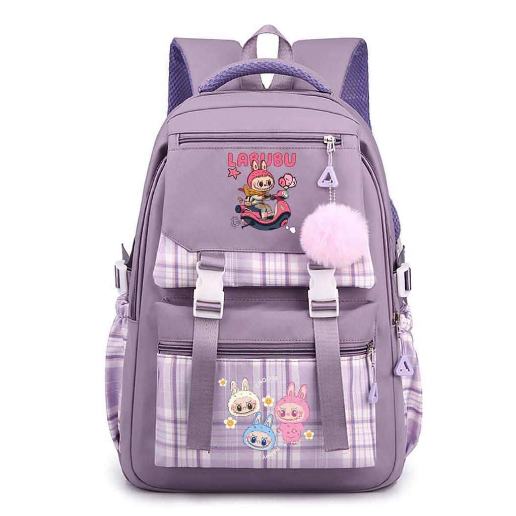 New Trend Labubu Printed Backpack Junior High School High School Student Large Capacity Student School Bag