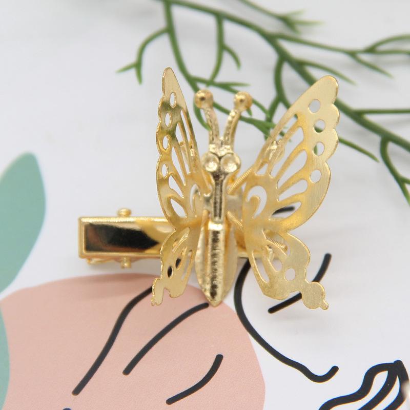 Flygende sommerfugl hårspenne, Sommerfugl rhinestone hårklemmer Elegant metall sideklemme, Bevegelig flygende sommerfugl skinnende hårklemmer