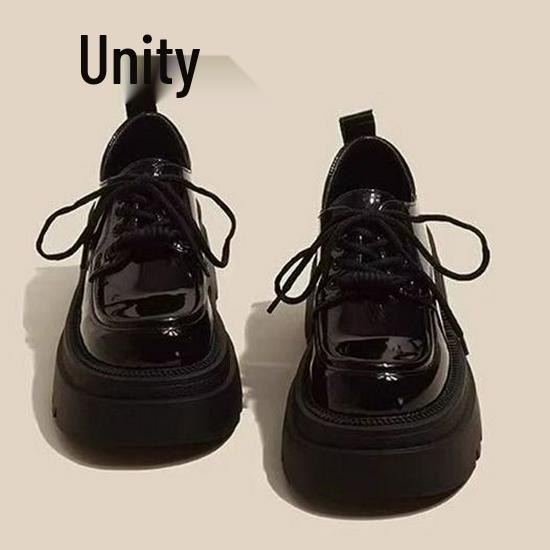 

2024 Autumn/Winter Retro Black Thick-Soled Leather Shoes - British Style 40