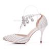 Crystal Queen Bridal Women Rhinestone Pointed  9cm Toe High Heels Sexy Wedding Evening Party Shoes Ladies Pumps