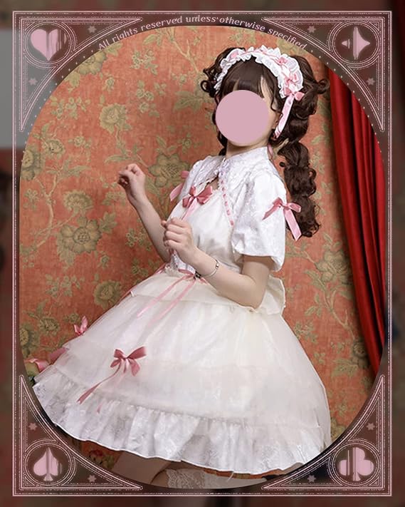 JIURUN Cosplay Lolita Gothic Lolita Costume with 3D Panel Anime Bow Tie Plus Mori Sweet Gothic Ladylike Size One-Piece Pattern, Ruffles, Joints,
