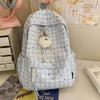 Schoolbag Backpack Schoolbag Niche Cute Fresh High Value Plaid Literature and Art Junior High School Students Large Capacity Casual Backpack