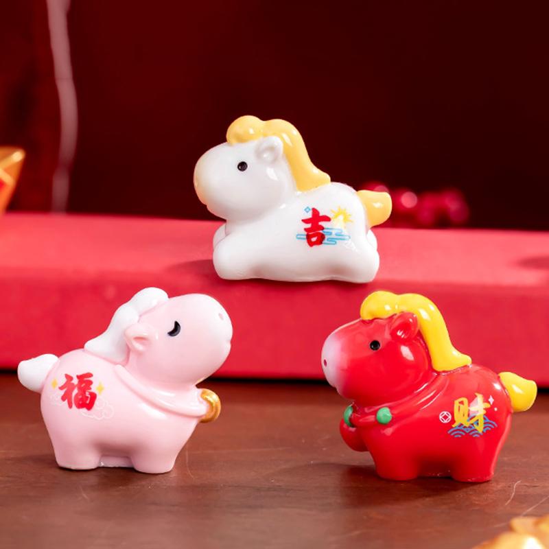 Cute Horse Desk Accessories Mini Horse Ornament Landscape Cartoon New Year Mascot Spring Festival Gifts Home Car Decor