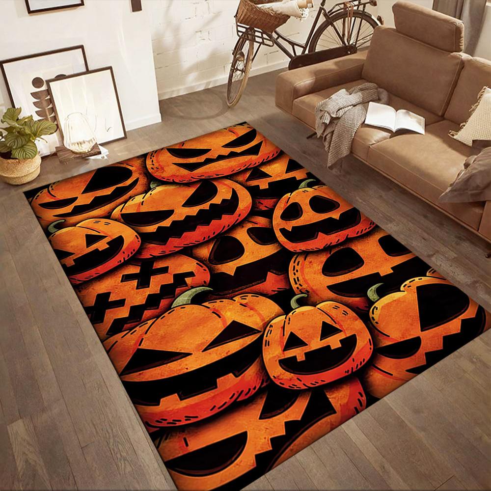 Halloween Pumpkin Faces Floor Mats for Living Room, Bedroom and Room Decoration Are Suitable for Gifts.