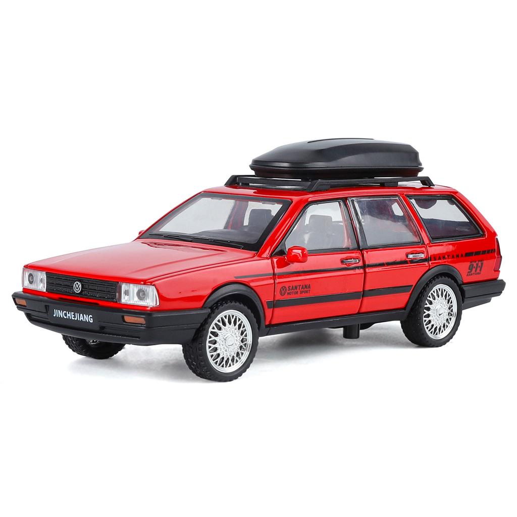 1/32 Volkswagen Santana Metalowy Model Samochodu Avant Kombi Odlewany Metalowy Pojazd Podróżny Model Samochodu Symulacja Dźwięku i Światła Zabawka dla Dzieci Prezent