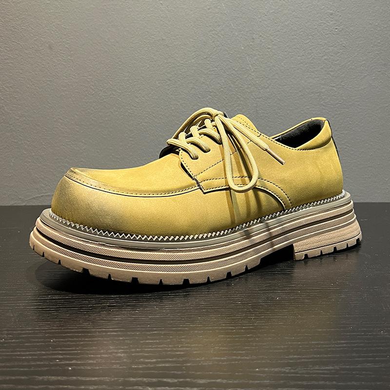 

New loafers spring fashion versatile round head light mouth thick heel strap British style men s shoes 44316-B 44 зелений