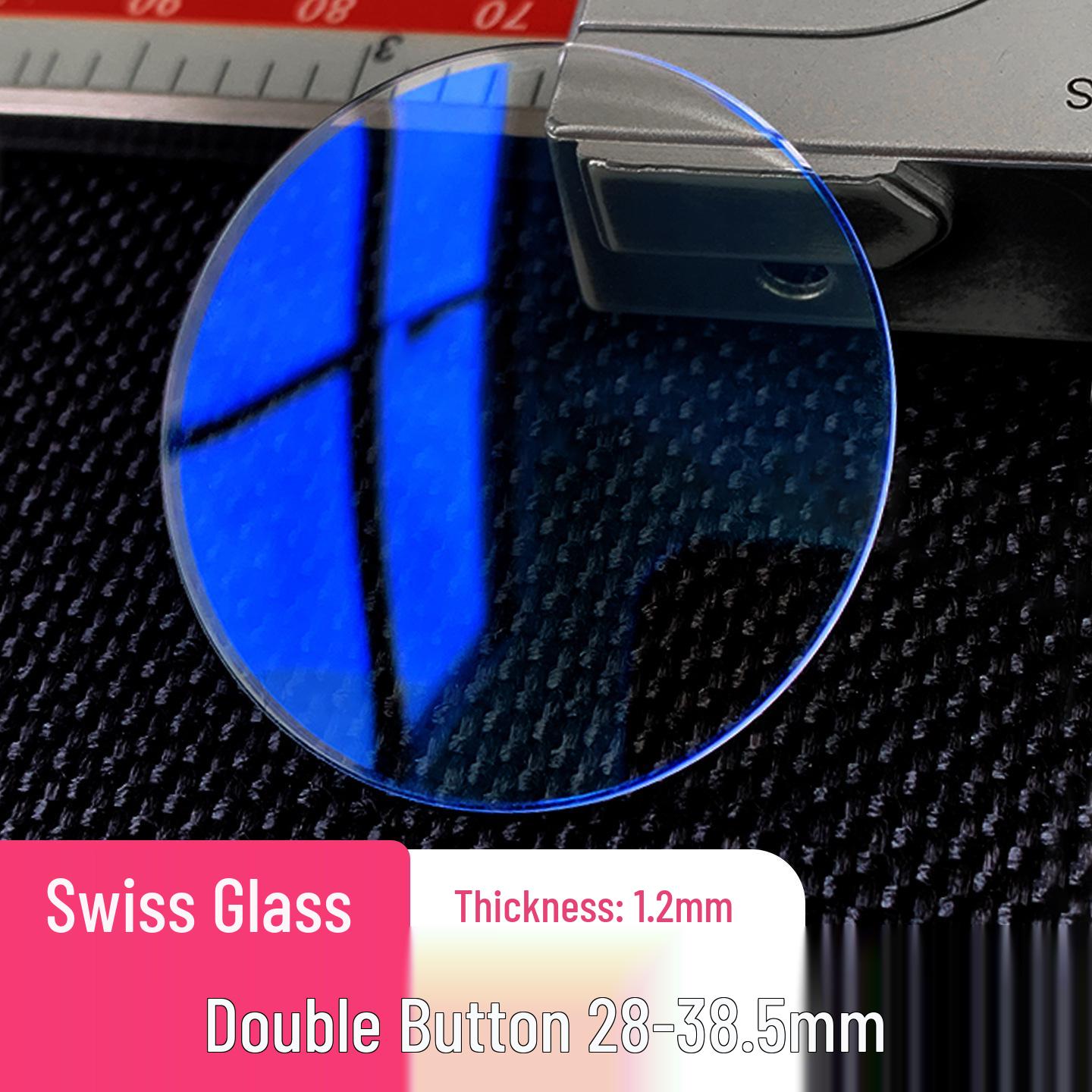 Swiss Glass Double Dome Blue Light Watch Crystal, 28-38.5mm, 1.2mm Thickness. 35 x 1.2mm Blue Light Double Dome
