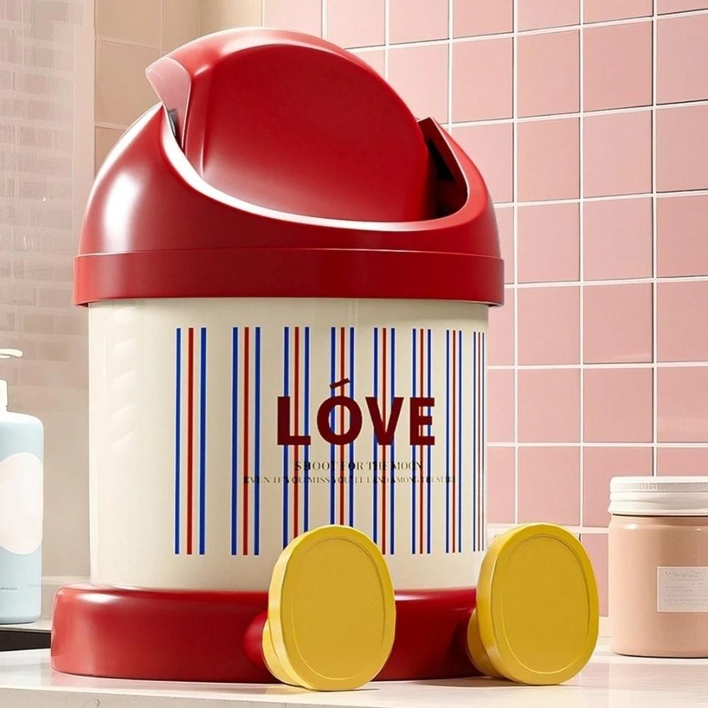 Round Garbage Bin with Lid Storage Bucket Creative Waste Bin  Bedroom
