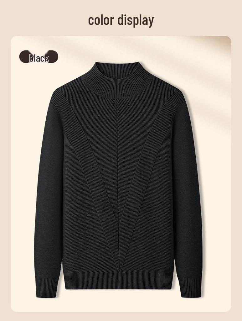Men's Wool Modal Knitwear: Half-High Neck Textured Base Layer for Autumn/Winter 2026