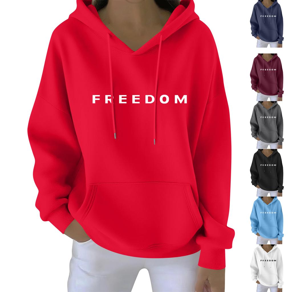 Kvinners uformelle motetrykk Langermet sweatshirt med hette