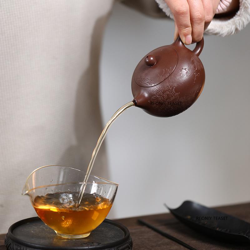 190ml Yixing Purple Clay Teapot Household Handmade Xishi Tea Pot Beauty Tea Infuser Kettle Chinese Raw Ore Zisha Tea Set Teaware