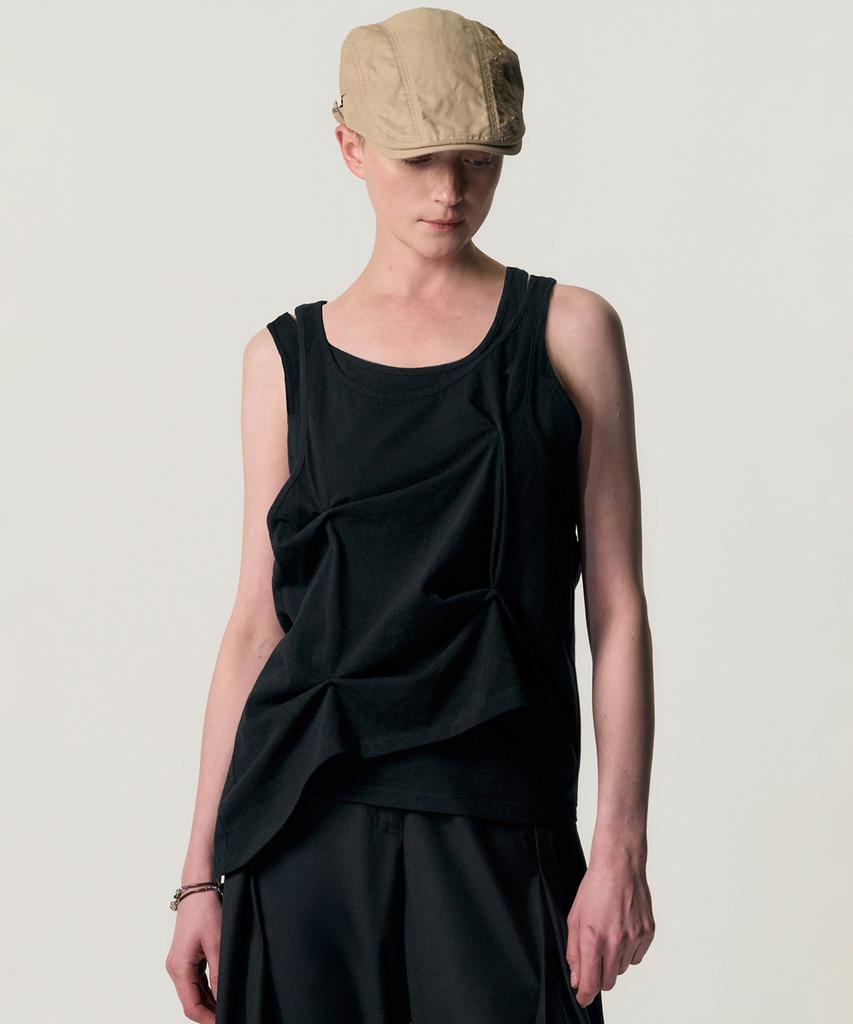 Kimjisu Pinched Layer Tank Top_Black