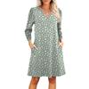 Women's Fashion V-neck Casual Beach Dress Three-quarter Sleeves Floral Print Dress