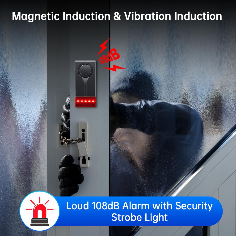 Extractme 108dB Anti-Theft Alarm Wireless Vibration Alarm with Remote Control Door and Window Alarm Ship Alarm Security System