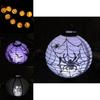 Versatile Led Paper Pumpkin Lantern Featuring Spider And Bat For Festive Halloween Atmosphere