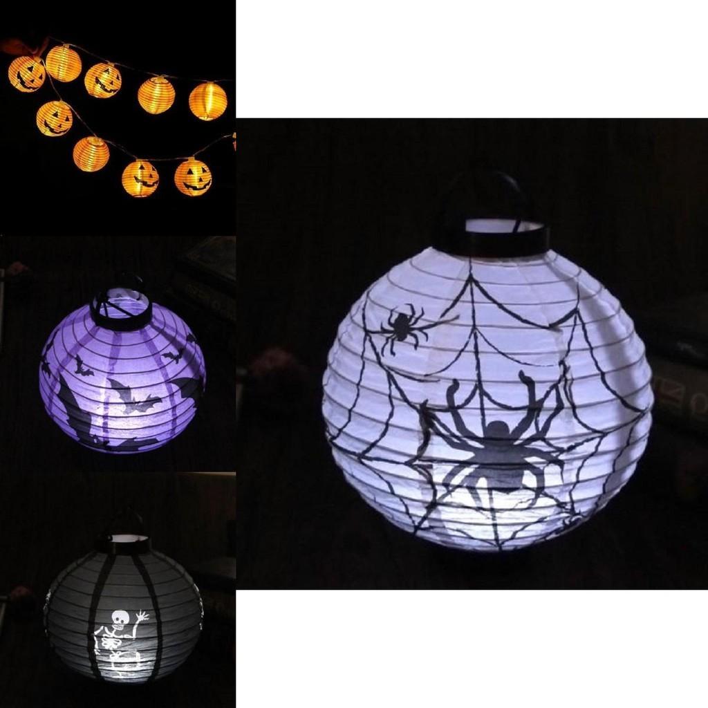 Versatile Led Paper Pumpkin Lantern Featuring Spider And Bat For Festive Halloween Atmosphere