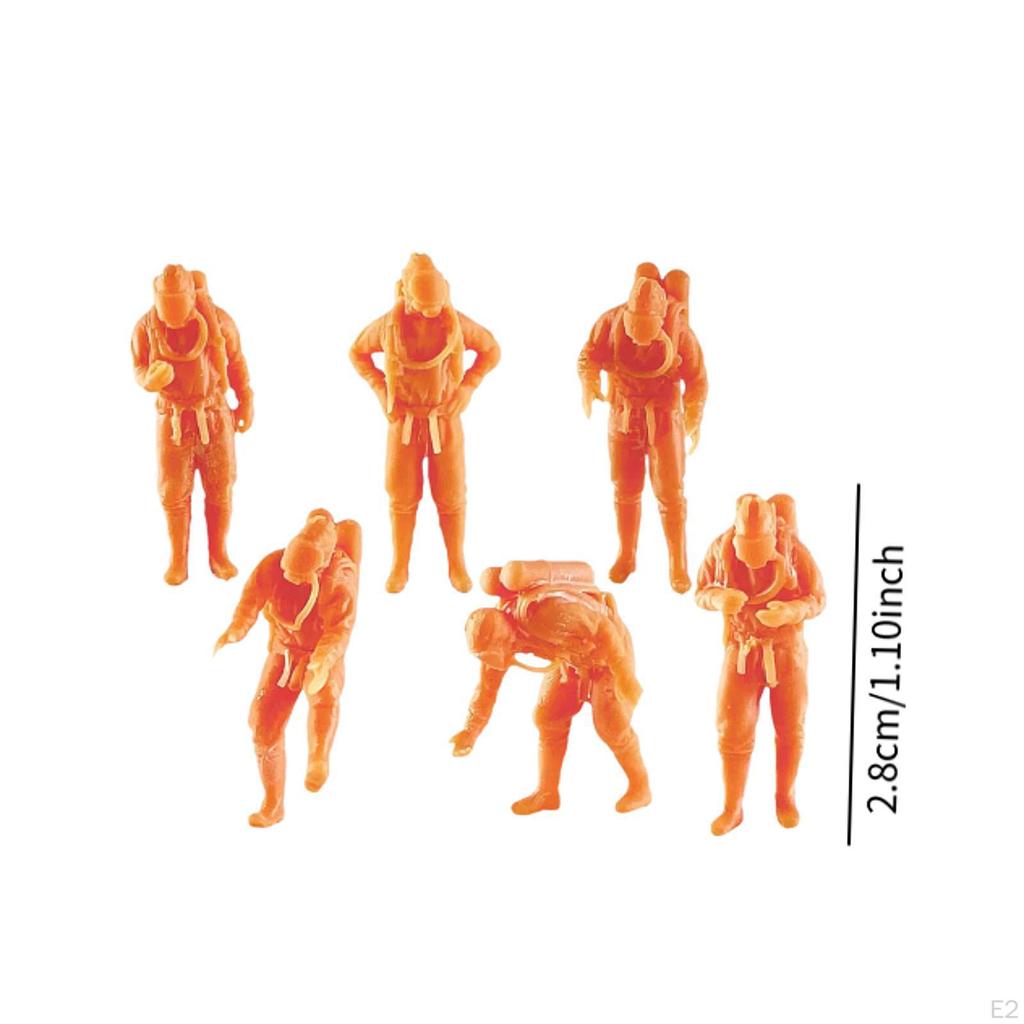 6 Pieces Miniature Model Figures Resin Creative Mini People Models Firefighter Figurines for DIY