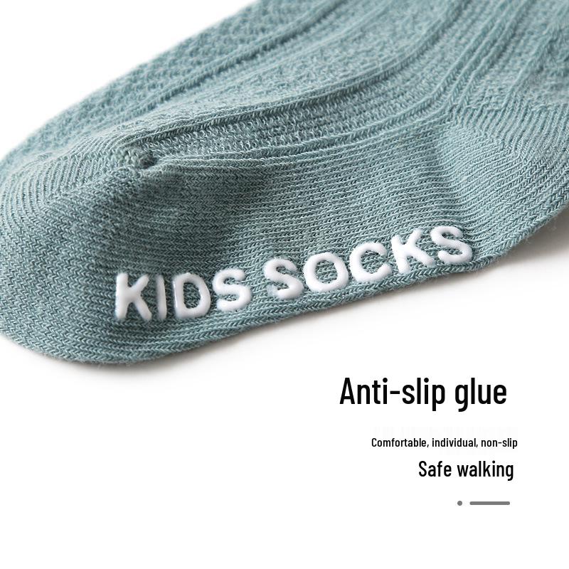 Summer Non-Slip Baby Floor Socks - Solid Color Mid-Tube for Boys & Girls