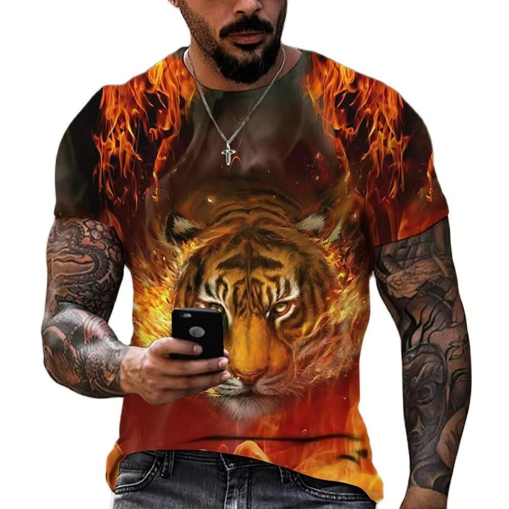 Size Of Lion men's 3d Animal Print Lion  Leopard Summer 3d Printing High Quality Dry
