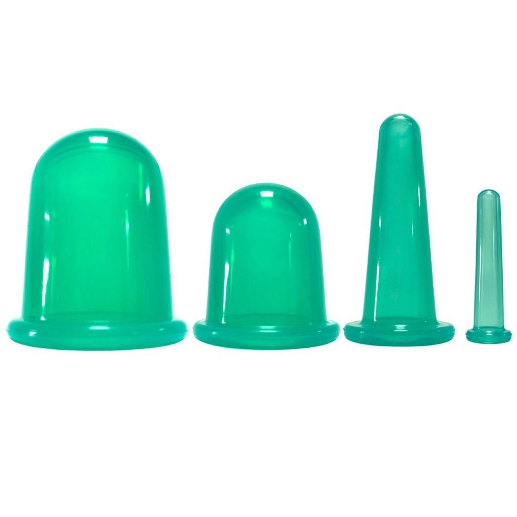 4pcs Set Silicone Jar Vacuum Cuppings Cans Storage Bag Body Neck Massage Facial