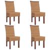 Dining Chairs Set of 4 Brown Natural Rattan