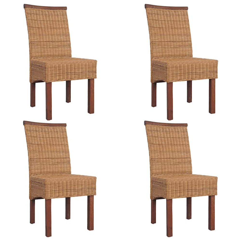 Chaises à manger lot de 4 marron rotin naturel