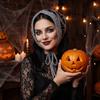 Bat Triangle Scarf Cotton Material Knitted Hollow Headband Halloween Headscarf  Women Girls