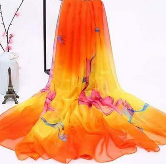 Women's Lightweight Silk Scarf - Spring/Fall Sun Protection, Extra Large Beach Towel & Dance Wrap