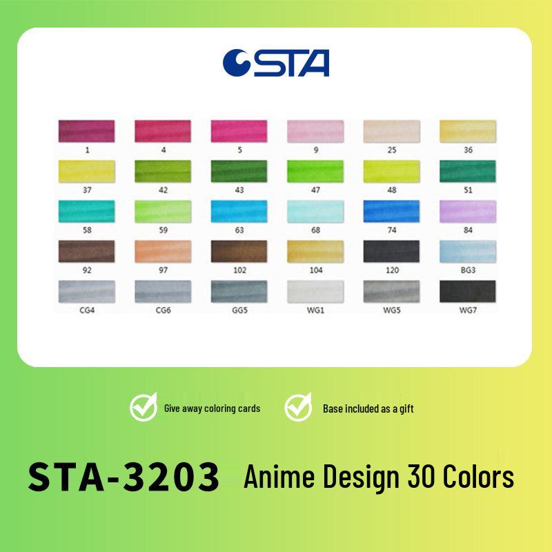 Sta 3203 Double-Ended Quick-Drying Oil-Based Marker Pen Set for Student Art & Indoor Design