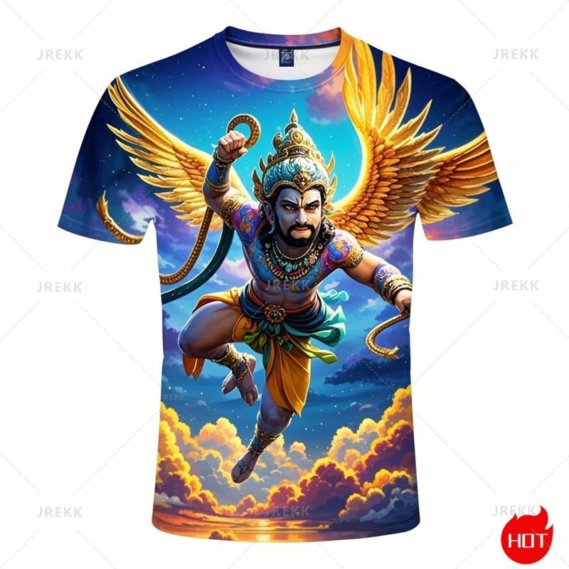 Harajuku 3D tisk Hinduistická mytologická postava Hanuman Tričko pro muže Dětská móda Legrační krátké rukávy Cool Streetwear topy
