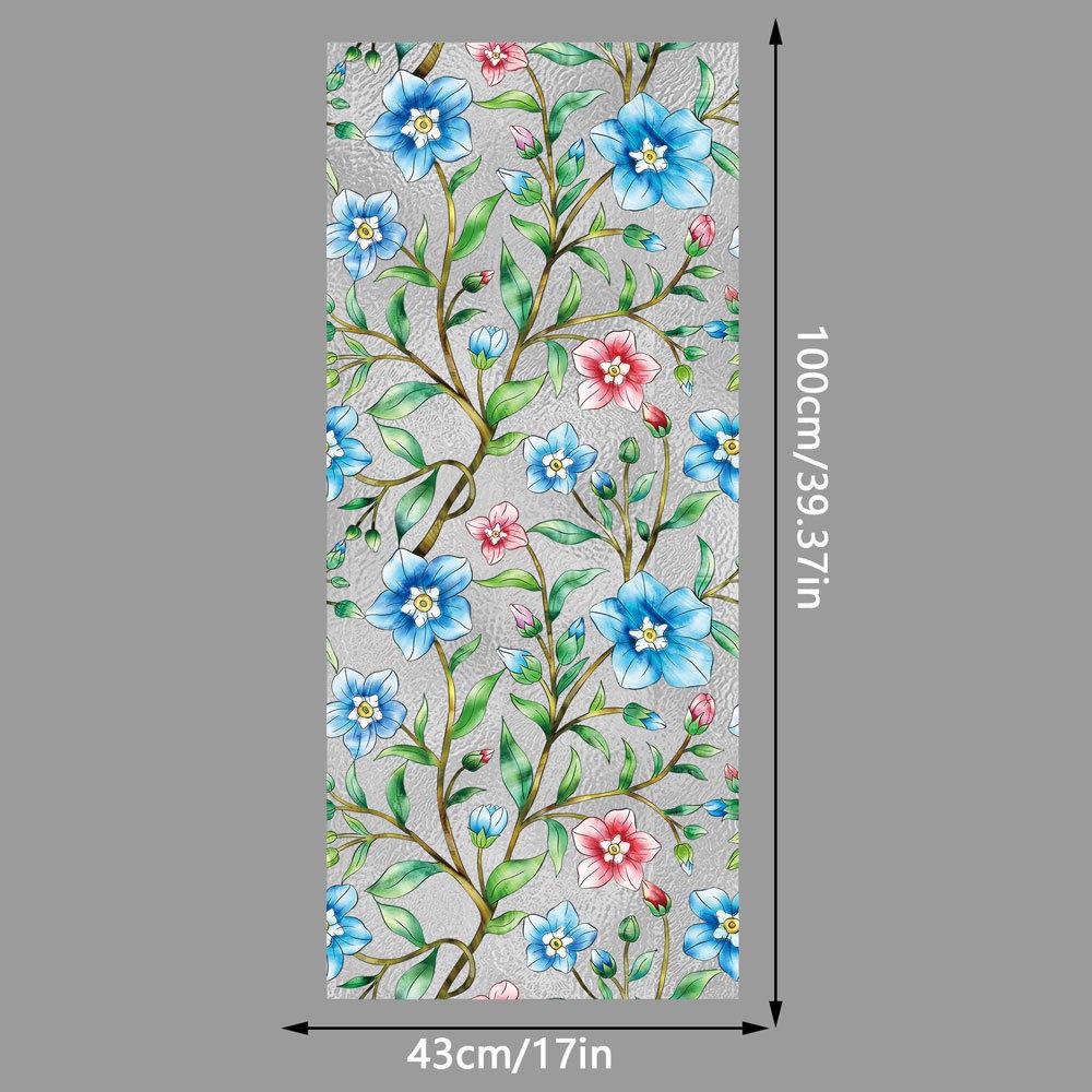 Flower Ripple Electrostatic Glass Sticker PVC Adhesive Free Double-sided Colored Glass Sticker (43x100cm)