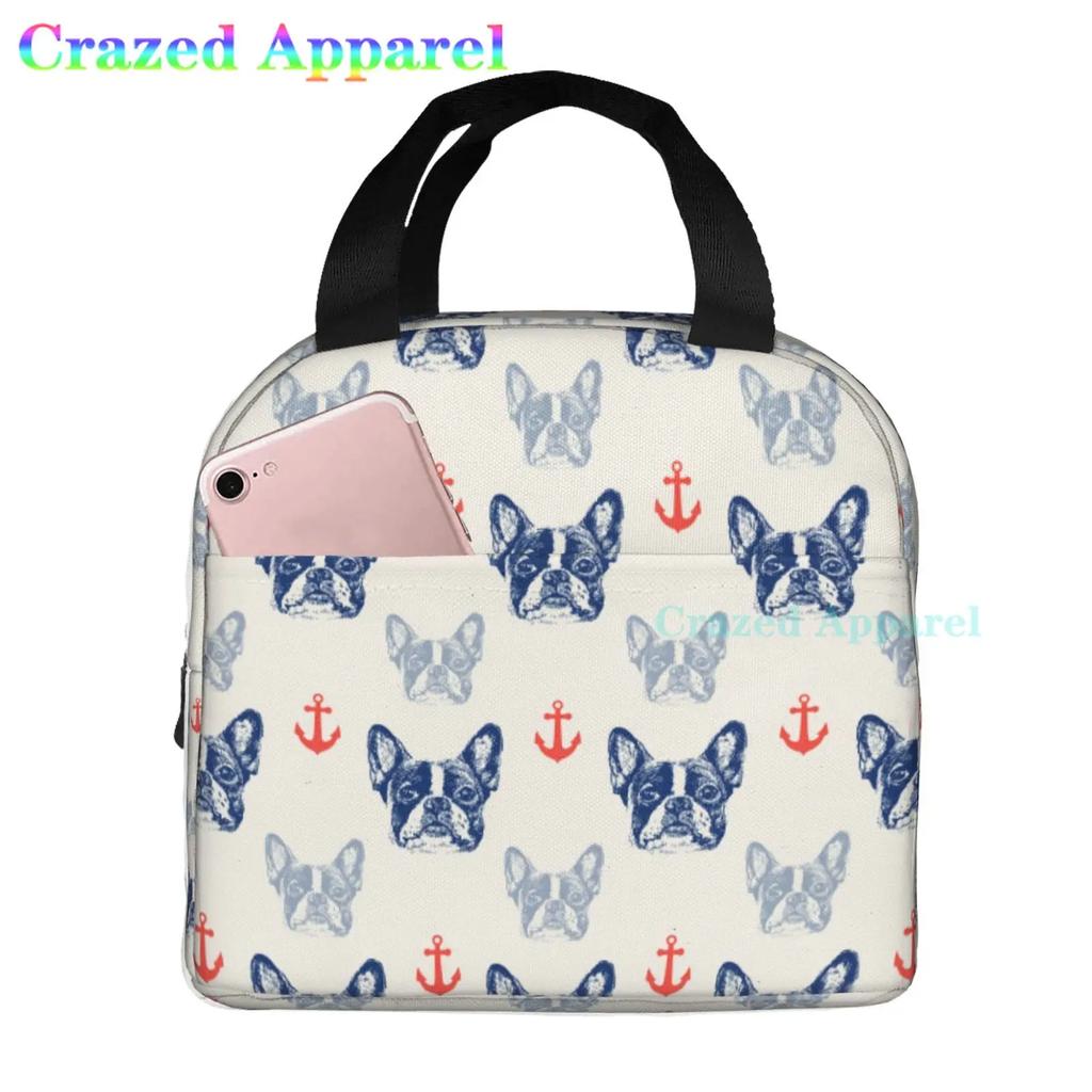 French Bulldogs Dog Insulated Lunch Bag for Women, Men, and Kids, Large and Reusable, Handle, Freezable Work and School Travel