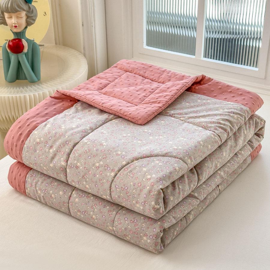 KDJEIKZ New Washable Cotton 3D Quilted Bean Blanket With Soybean Fiber Can Be Machine Washable Lightweight Luxury Cover Blanket
