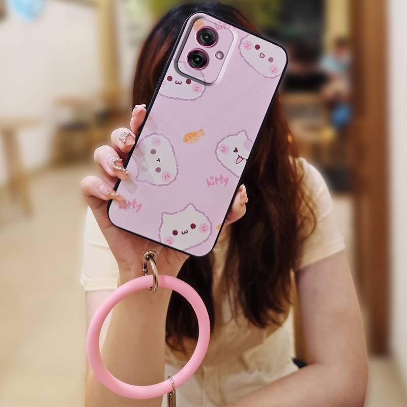 Protective Personality Phone Case For MOTO G55 5G Creative Solid Color Cute Heat Dissipation Bracelet Waterproof Ring