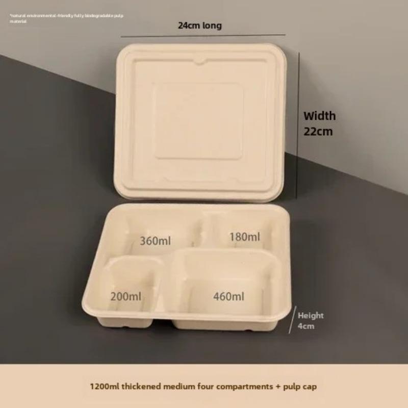 Caja de embalaje desechable para entrega dividida, 10 unidades, gran capacidad, papel de cuadrícula múltiple, cajas para el almuerzo, respetuosas con el medio ambiente, para microondas